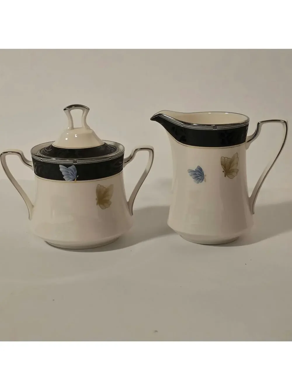 Vintage Noritake Enchanteur 7701 Creamer Sugar‎ Bowl Set Fine China Japan